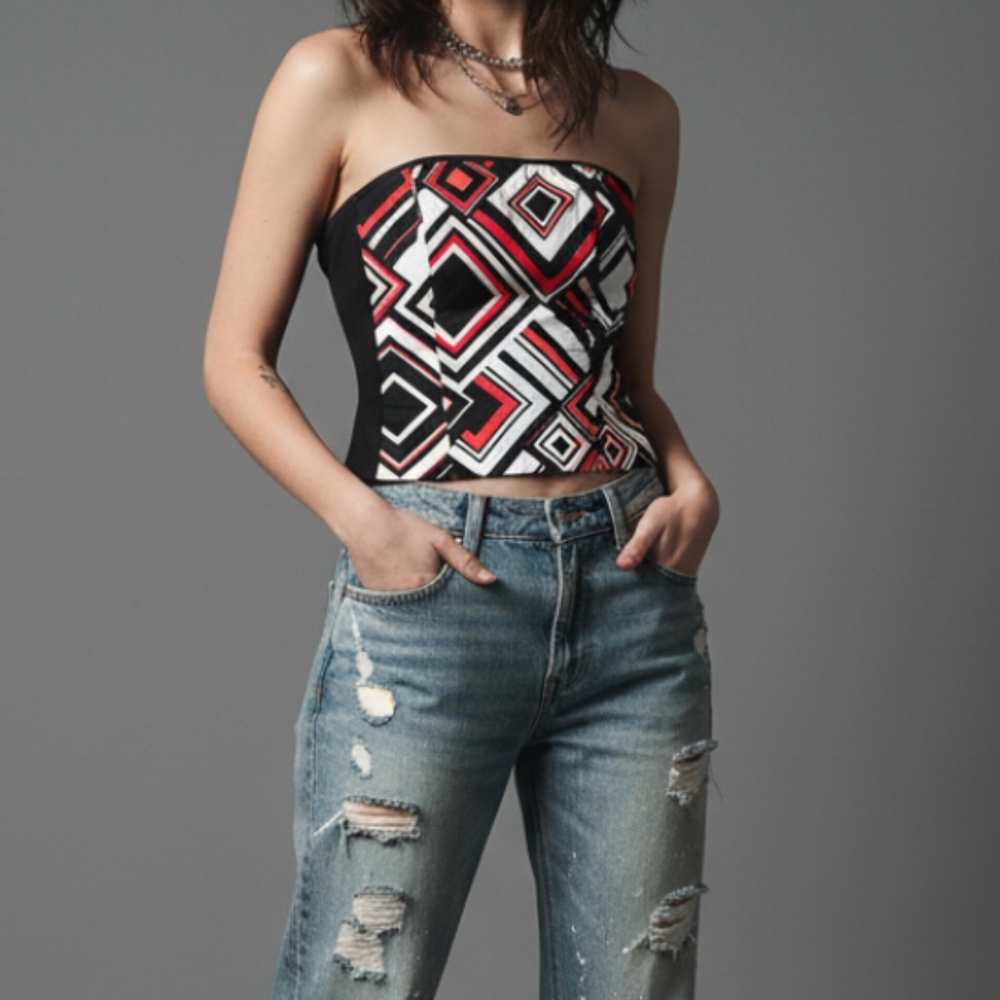 White House Black Market Geometric Corset Top – Size 4